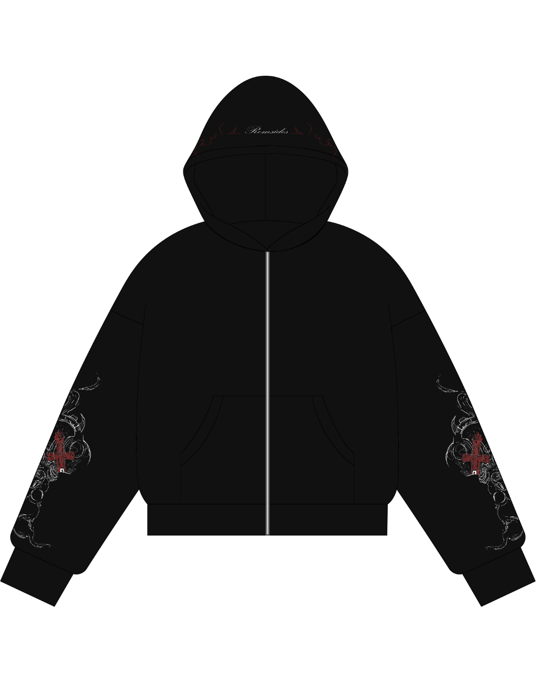 Double Zip Hoodie Boxy - Ghost Heart