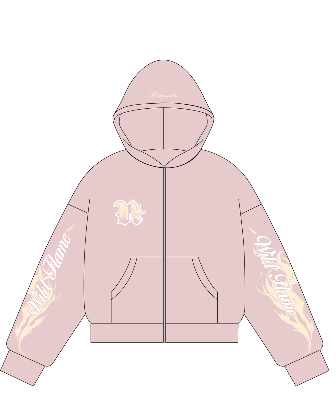 Double Zip Hoodie Boxy - Wild Flame