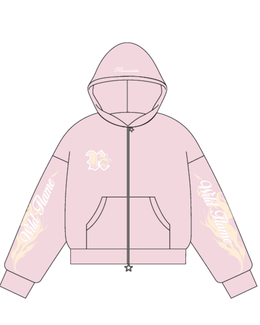 Double Zip Hoodie Boxy - Wild Flame