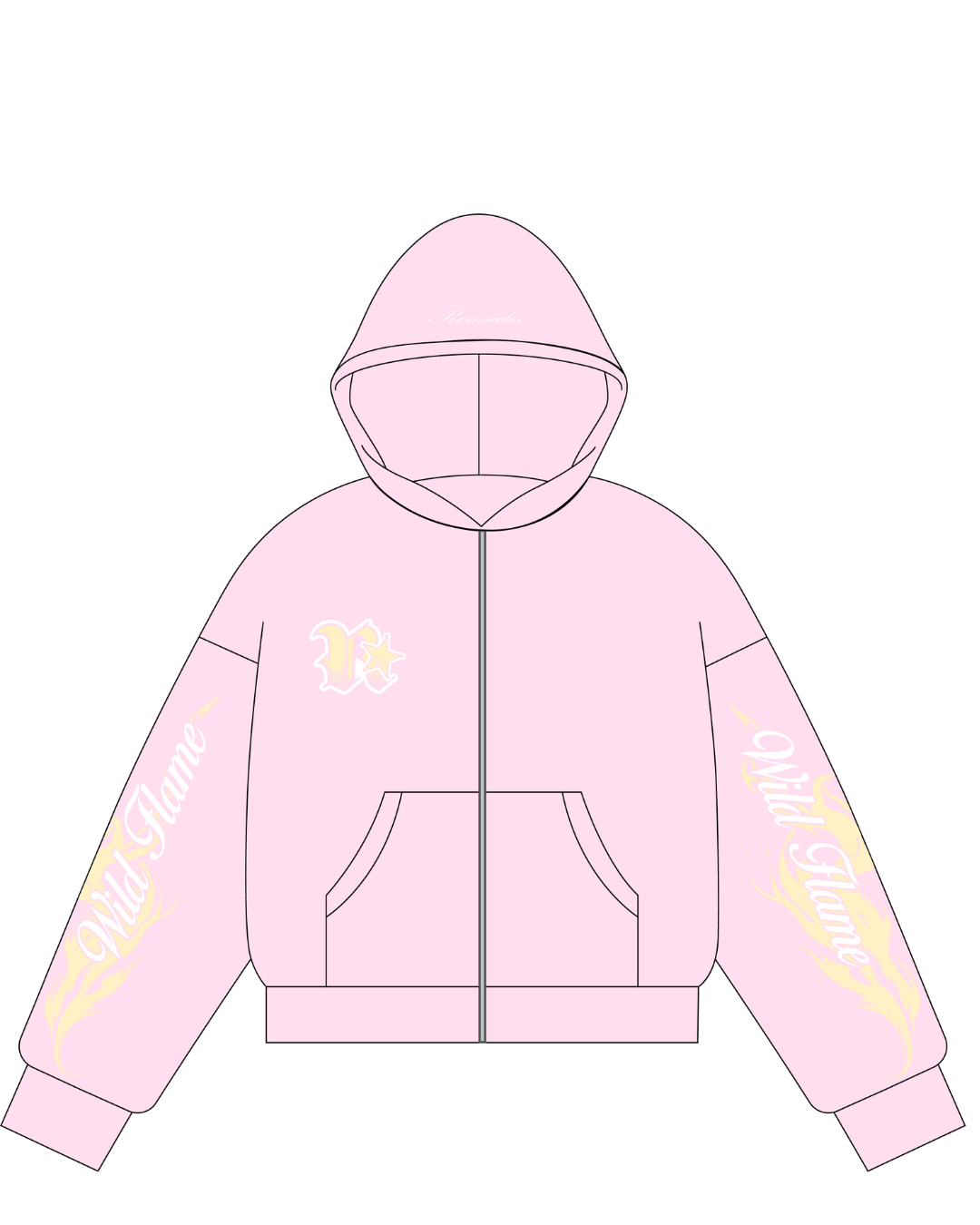 Double Zip Hoodie Boxy - Wild Flame