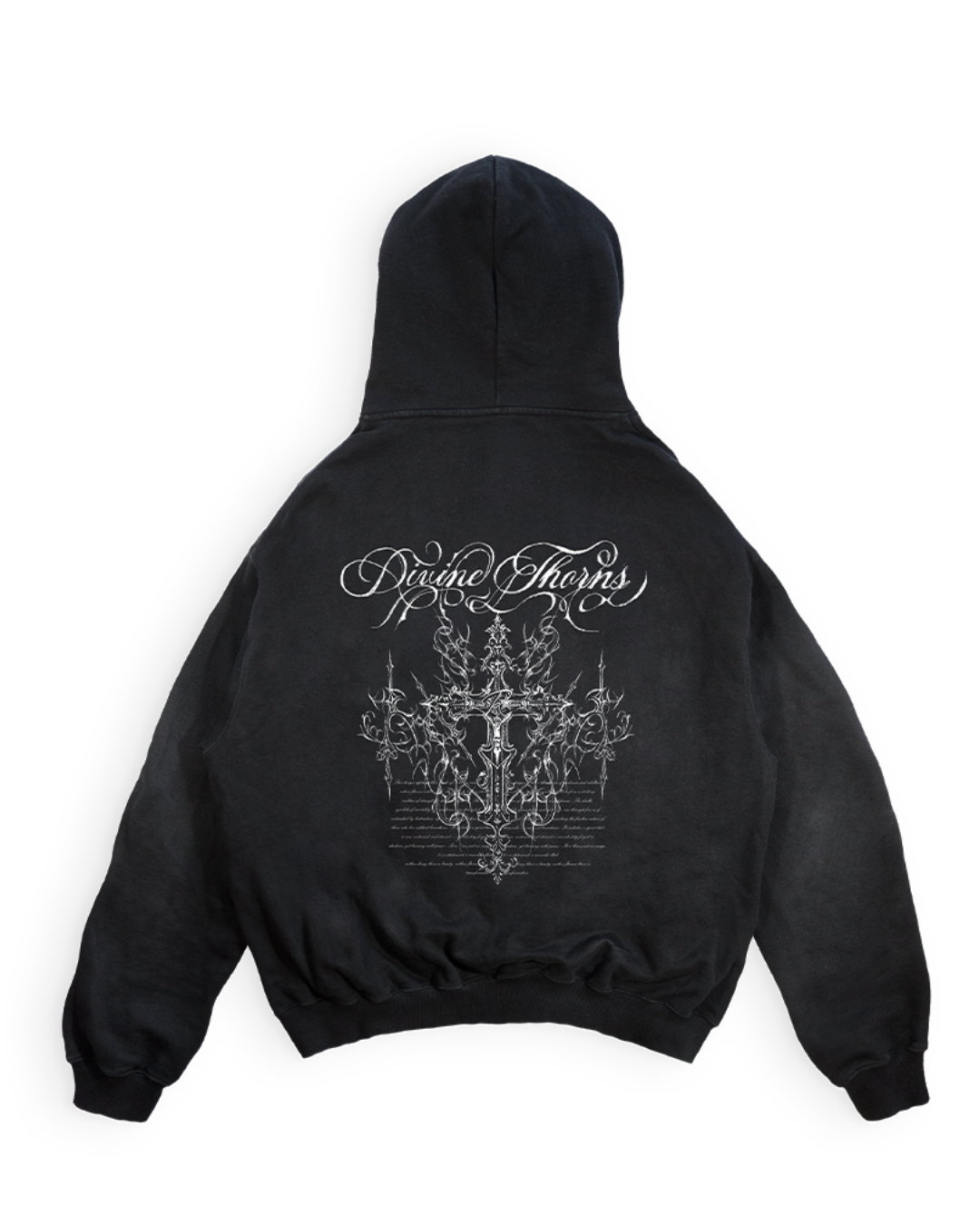 Hoodie Boxy - Black Thorns