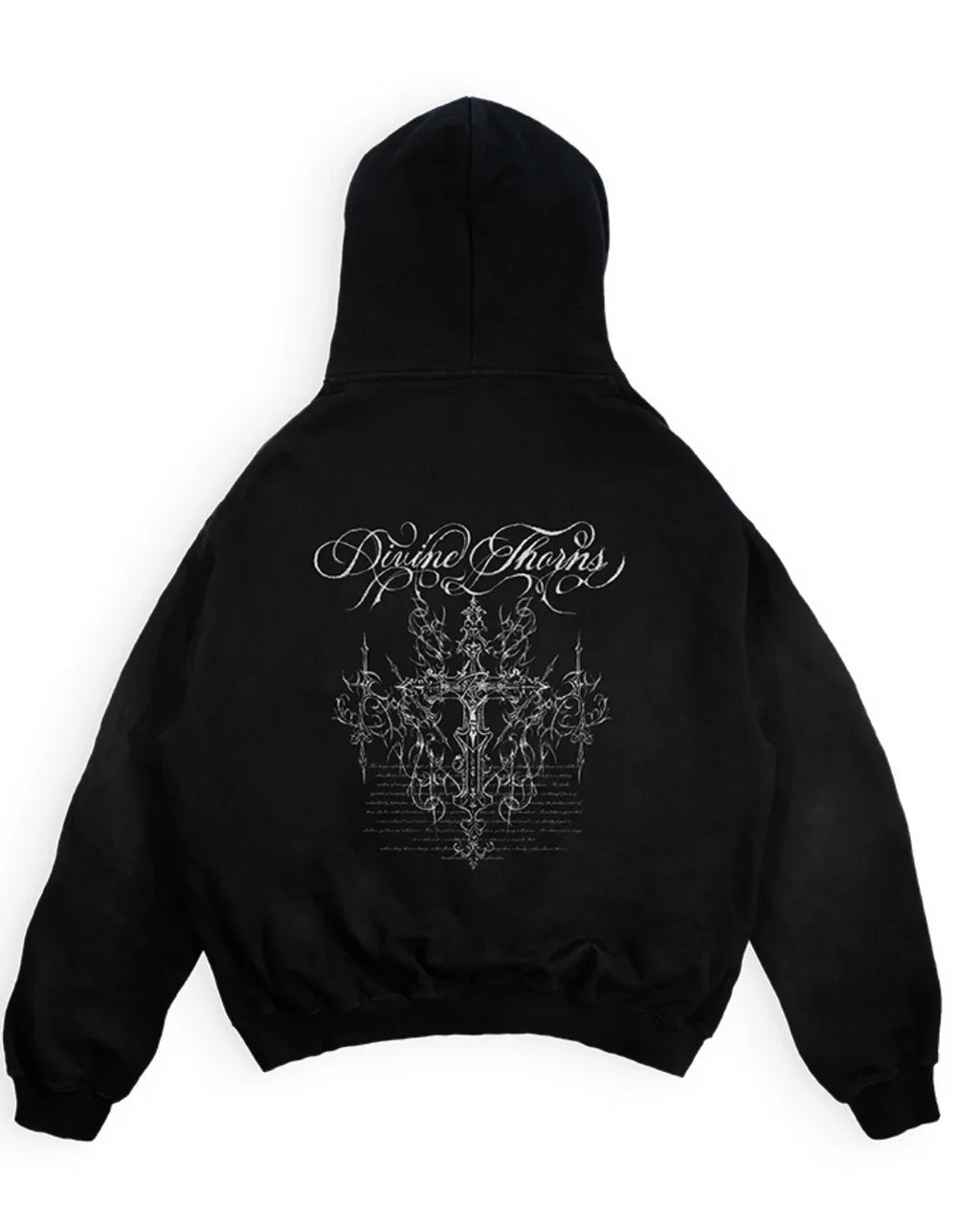 Hoodie Boxy - Black Thorns