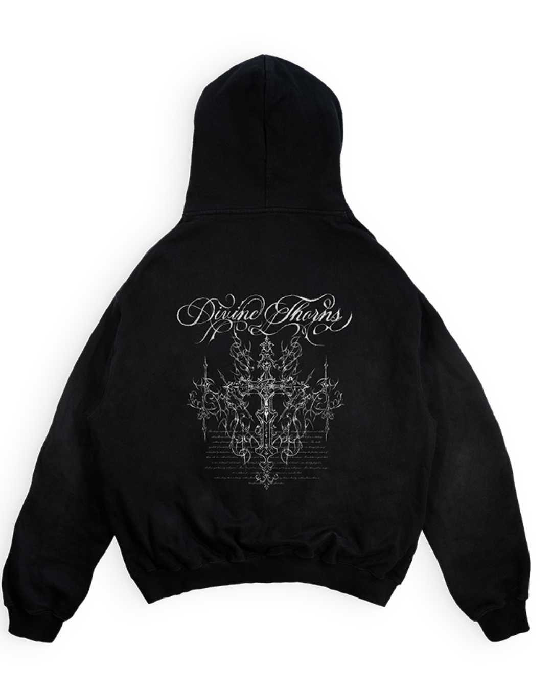 Hoodie Boxy - Black Thorns