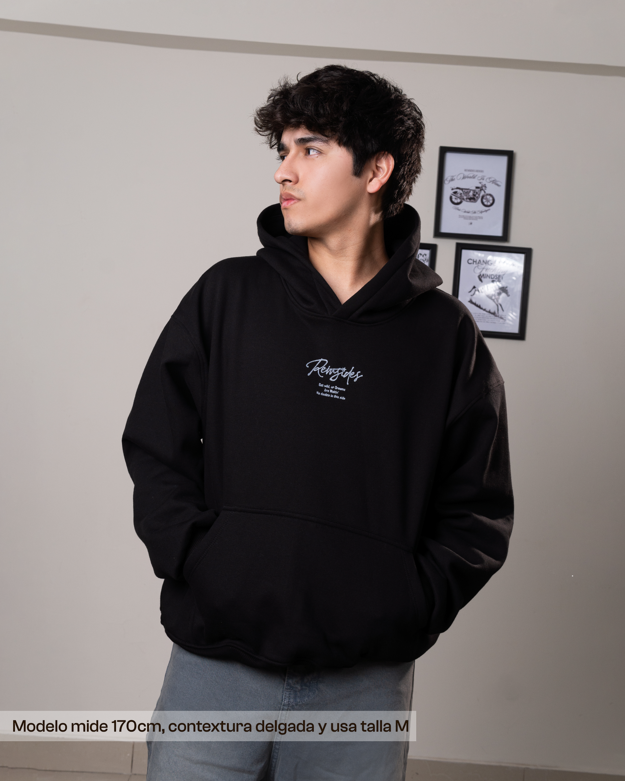 Hoodie Boxy - Black Thorns