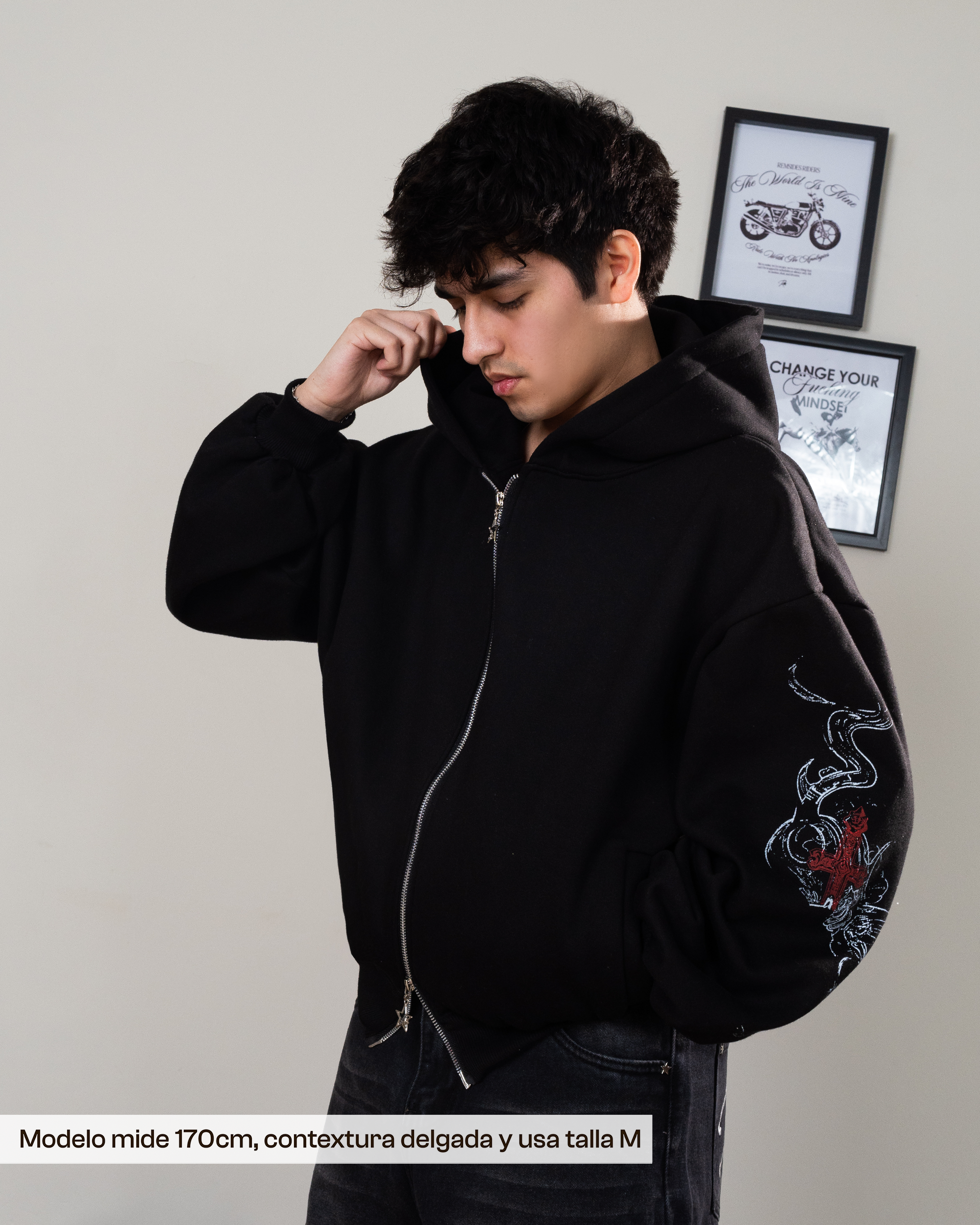 Double Zip Hoodie Boxy - Ghost Heart