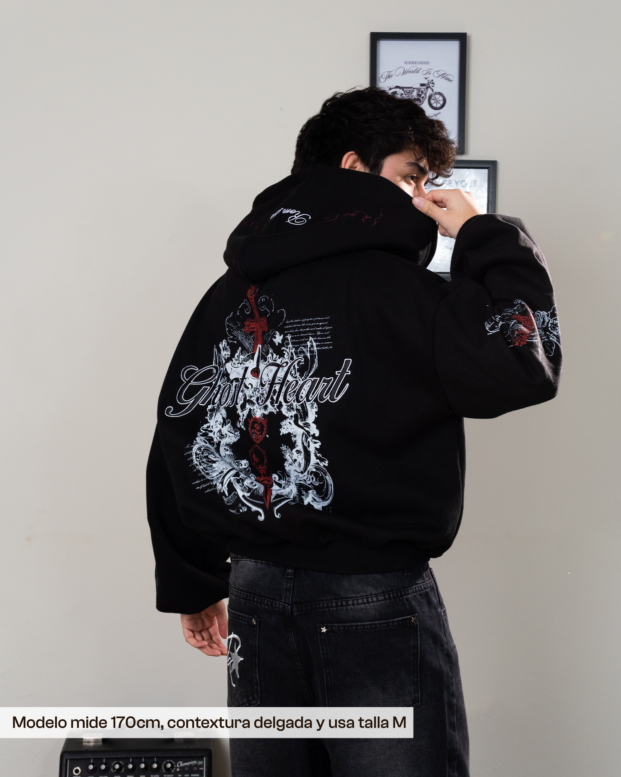 Double Zip Hoodie Boxy - Ghost Heart